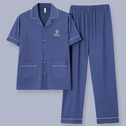 Men's Sleepwear Clothing Sleep Thin Male Suit Cotton Set Pyjamas Short-sleeved Summer Gentlemen Night Wear Pyjamas Casual Unisex Home-wear