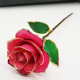 Decorative Flowers 2023 Valentine's Day Gift 24K Gold Plated Golden Rose Flower Holiday Present Wedding Party Decoration With Retail Box