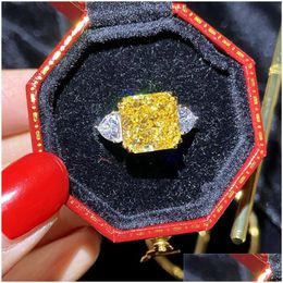 Band Rings Fine Jewelry Rings For Women Yellow Cubic Zirconia Luxury Wedding Engagement Ring Sier Color Cc1665 Drop Delivery Dhgarden Ottwe