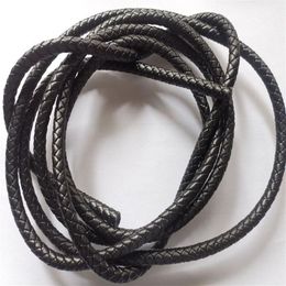 3 Metres of 8mm Black Braided Bolo Leather Cord #22515255B