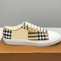 Striped Plaid Woman Sneakers Designer Men Casual Shoe Leather Lace Up Trainers Platform Canvas Shoes 35-45 With Box NO288