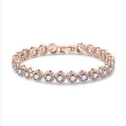 Roma Bracelet Clsssical Luxury Jewelry 18K White&Rose Gold Filled Round Cut CZ Crystal Diamond Promise Cool Women Bracelet For Lov251E