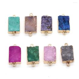 Pendant Necklaces High Quality Natural Crystal Connector Rectangular Double Hole Jewelry Discover Exquisite DIY Components Accessories