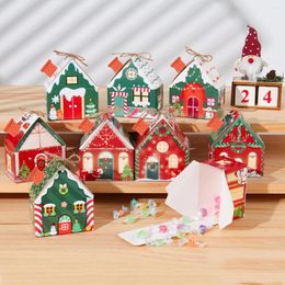 Gift Wrap Christmas Candy Box House Shape Boxes Merry Decorations 2023 Year Birthday Party Packaging Bags Kids Favours