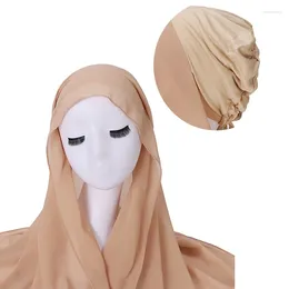 Scarves 10 Pcs Instant Hijab With Cap Attached Wholesale Chiffon Scarf Muslim Women Veil Islamic Clothing Turban Bonnet Headwraps Shawls