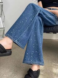 Women's Jeans 2023 Korean Fashion Gradient Diamond Wash Y2K Retro Slim Loose High Waist Straight Leg Pants For Women