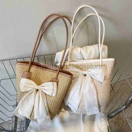 Shoulder Bags Leisure straw bag women's summer olive branch beach bow tote bag top shoulder bag fashion women's shoulder bagstylishhandbagsstore