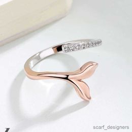 Band Rings Adjustable Mermaid Women's Rings Double Color Gradient Opening Ring With Animal Finger Accessories Jewelry R231027