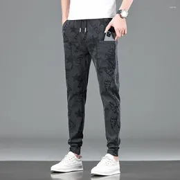 Men's Pants Elastic Waistline Casual Multi-Pocket Printed Design Fashion Comfortable Stretch Men Loose Sports Trousers