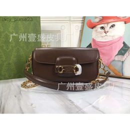 Women Classic Bags Purse 2023 New Kucci g Family Same Model 1955 Horizontal Saddle Fashionable Seat Buckle Chain Shoulder Bag A6SK