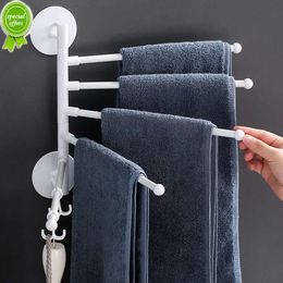 Rotatable Towel Holder Storage Rack Adhesive Wall Mounted Towel Hanger Clip Bracket Towel Bar Shelf Kitchen Bathroom Organiser