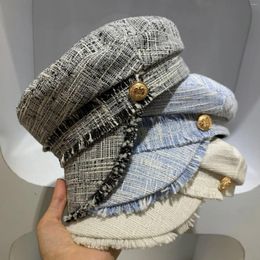 Ball Caps 2023 Fashion Female Autumn/winter British Painter Simple Versatile Fringed Octagonal Hat Baseball Cap Women