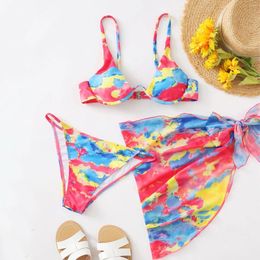 Women's Swimwear Fashion Open Back Bikini Printing Swimsuit Top Split Sexy Swimwears Tankinis Set 5x Swimsuits For Women