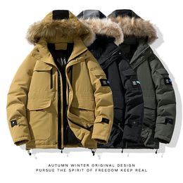 Men's Down Parkas 110KG 4XL Young Men Winter Coat Fur Collar Hooded Parka Teenage MultiPocket Jacket Boy's Thick Hat Detachable 3609 231027