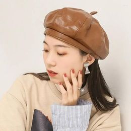 Motorcycle Armor 2023 Retro Fashion Women's Pumpkin Hat Spring And Autumn British Versatile Artistic Octagonal Soft Leather Beret