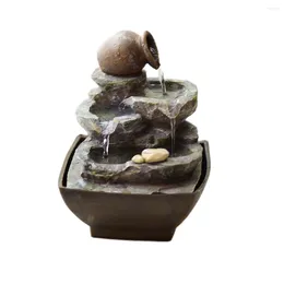 Garden Decorations Pastoral Rockery Water Device Bonsai Lucky Fengshui Wheel Study Coffee Table Mini Fountain Handicraft Decoration