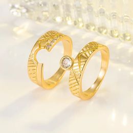 Wedding Rings HOYON Pure 18k Gold Colour Original Wedding Rings Set for Couple Women Jewellery Diamond Style Ring 925 Silver Car Flower Free Ship 231027