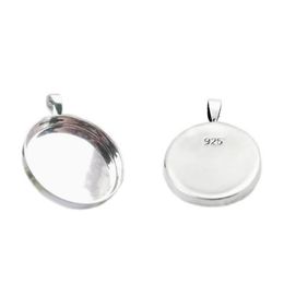Beadsnice 925 sterling silver pendant trays cabochon mountings fit for 25 4mm round flat back stones po Jewellery pendant blanks 315j