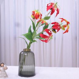 Decorative Flowers 82CM Long Branch Artificial 3 Head Jialan Flame Lily Home Soft Decoration Placement Wedding Studio