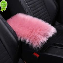 New Auto Center Console Cover Plush Armrest Pads Warm Winter Sheepskin Wool Car Armrest Seat Box Pad Cushion Protector