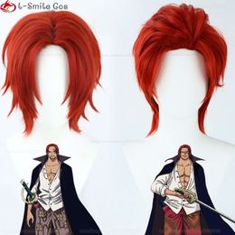 Catsuit Costumes Anime Short Red Men Cosplay Shanks Heat Resistant Syntheti Hair Halloween Party Wigs + Wig Cap