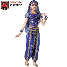 Stage Wear 8 Pcs Girls Belly Dancing Costume Arab Dance Halloween (Top Belt Pants Handband Headwear Earrings Necklace Jewelry)