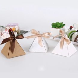 Gift Wrap 25/50pcs Triangle Marbling Chocolate Candy Box Gifts Box Baby Shower Packaging Birthday Christmas Party Favour Wedding Decoration 231026