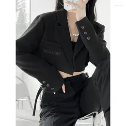 Women's Suits MEXZT Cropped Blazers Women Korean Black Suit Short Jackets Streetwear Harajuku Print Coats Vintage Elegant Slim Casual