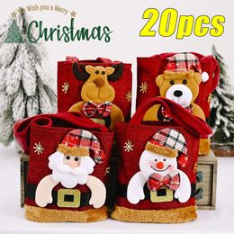 Gift Wrap 20PCS Christmas Tote Bag Snowman Bear Candy Children Storage Decoration 231027