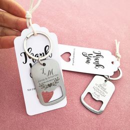 Other Event Party Supplies 20pcs Personalized Engraved Stainless Steel Beer Bottle Opener Keychains keyrings Wedding Party Gift Favor Openers Organza Bag 231026