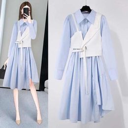 Casual Dresses 2023 Spring And Autumn Fashion Temperament Small Fragrance Commuting Simple Sweet Cool Women's Vest Dress Two Piece Set