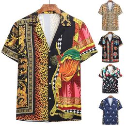 Men's T-Shirts Mens Vintage Ethnic Style Printing Loose Short Sleeve Stand Collar Casual Shirt Daily Wearing High Quality Off276T