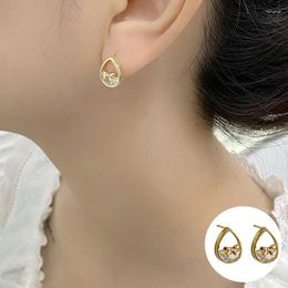 Hoop Earrings 925 Sterling Silver Zircon Bowknot Earring For Women Girl Simple Fashion Water Drop Design Jewellery Party Gift