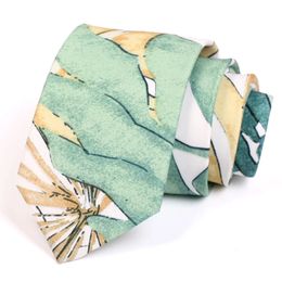 Bow Ties 7CM Light Green Tie For Men Business Suit Work Necktie High Quality Fashion Formal Neck Tie Men's Geometric Print Ties Gift Box 231027