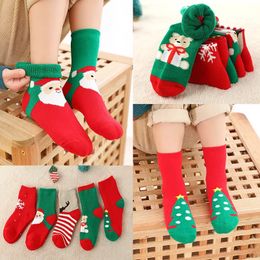 Kids Socks 5 Pair Christmas for Children Men Family Winter Autumn Warm Xmas Year Cotton Santa Claus 231027