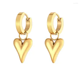 Dangle Earrings 316L Stainless Steel Simple 3D Peach Heart Big Love Pendant Fashion Retro Trendy Women's