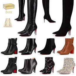 OG оригинальные туфли на высоком каблуке с красной подошвой, дизайнерские туфли на каблуке, женские дизайнерские ботинки выше колена, женские сексуальные туфли-лодочки с острым носком, стильные ботинки, короткие ботильоны, лоферы с коробкой