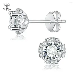 Stud Earrings M-JAJA All Moissanite 1ct D Colour VVSI 18K White Gold Plated S925 Sterling Silver Diamond Fine Jewellery