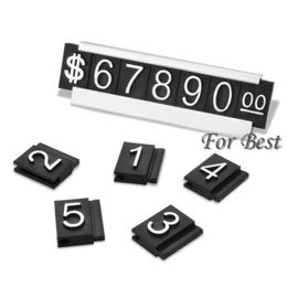 Whole-Silver 30 Sets Jewelry Display Label Tag Adjustable Number Counter Cube Dollar Sign With Base Stand219d