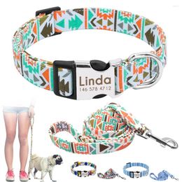 Dog Collars Custom Nylon Collar And Leash Set Personalised Printed Tag Engraved Pet Puppy ID For Medium Large Dogs
