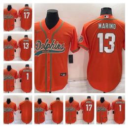 Jersey MiamiDolphinsMen women youth 10 Tyreek Hill 1 Tua Tagovailoa 17 Jaylen Waddle 13 Dan Marino orange Cool Base Stitched Baseball Football