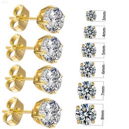 316l Stainless Steel Hypoallergenic Cubic Zirconia Ear Rings Cz Round Moissanite Diamond Stud