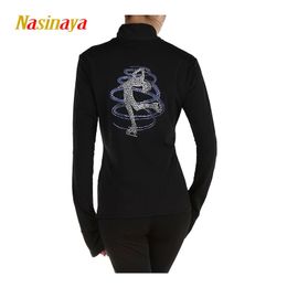 Gymnastic Rings Rhythmic Gymnastics Figure Skating Competition Training Jacket Women's Long Sleeve Zipper Top Patinaje Shiny 231027