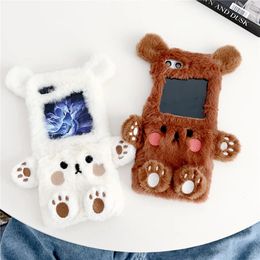 Cell Phone Cases Cute Bear Soft Plush Phone Case Suitable for Samsung Galaxy Z Flip 5 4 3 Plush Phone Case Suitable for Z Flip4 Flip5 Flip3 5G Protective Case 231026