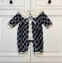 Brand baby jumpsuits Pleated lace lapel newborn bodysuit Size 66-90 Contrast checkered full print infant crawling suit Oct25