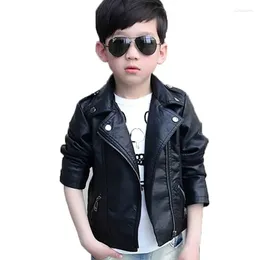 Jackets Leather Jacket Clothes For Boys Zipper Boy Black Children's Winter Thickening Fluff Lined Children Outwear