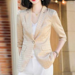 Women's Suits Summer Loose Womens Business Causal Office Female Small Blazers Jackets Formal Slim Thin Plaid Blazer S-4XL