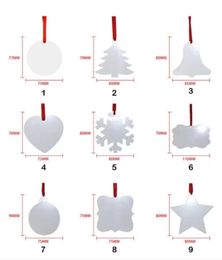 Tom Christmas SubliMation Ornament Double-Sided Xmas Tree Pendant Multi Shape Aluminium Plate Metal Hanging Tag Holiday Decoration Craft DHL Ship FY4942 B1022