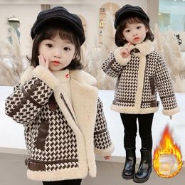 Jackets Kids Girls Overcoat Winter Fashion Plaid Wool Coat For Teens Autumn Jacket Warm Outerwear Children Windproof V28