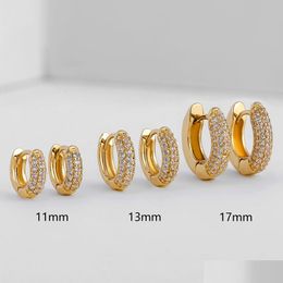 Hoop & Huggie New Gold Plated Hie Earrings With Cz Zircon Thin Ear Hoops Cartilage Earring For Women Round Minimal Piercing Dhgarden Otiku